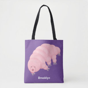 Tote Bag Caricature d'ours d'eau tardigrade rose mignon