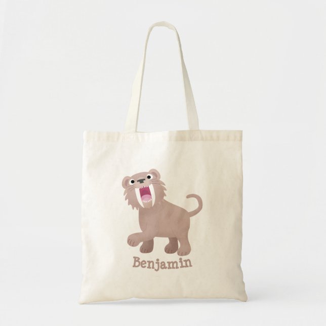 Tote Bag Caricature du tigre mignon Saber Toothed Smilodon (Devant)