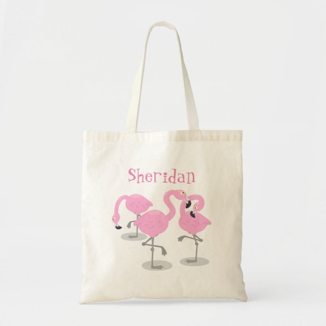 Tote Bag Caricature en trio flamand rose mou (Devant)