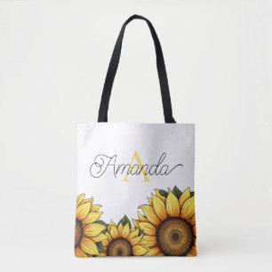 Tote Bag Caricature Jaune Personnalisé Nom du monogramme To