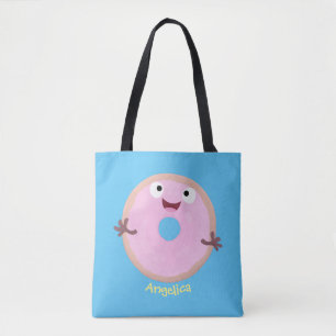 Tote Bag Caricature joli beignet rose vitré