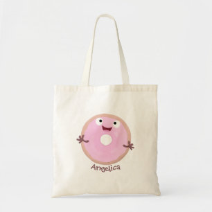 Tote Bag Caricature joli beignet rose vitré