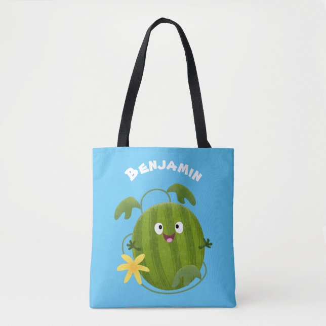 Tote Bag Caricature joli et souriant de pastèque (Devant)