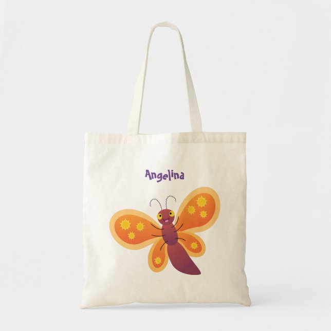 Tote Bag Caricature joli papillon orange (Devant)