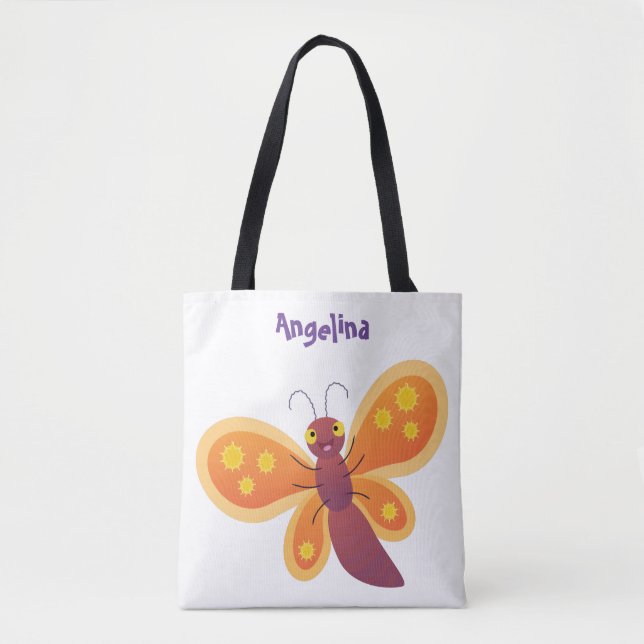 Tote Bag Caricature joli papillon orange (Devant)