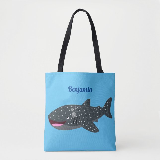 Tote Bag Caricature joli requin baleine joyeux (Devant)