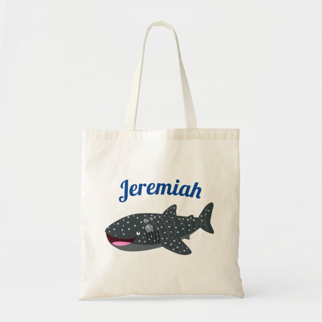 Tote Bag Caricature joli requin baleine joyeux (Devant)