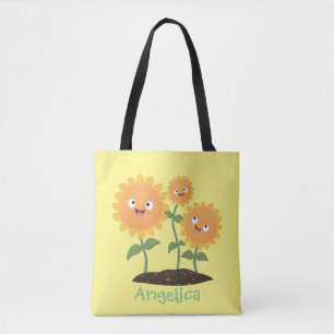 Tote Bag Caricature joli tournesol souriant illustration