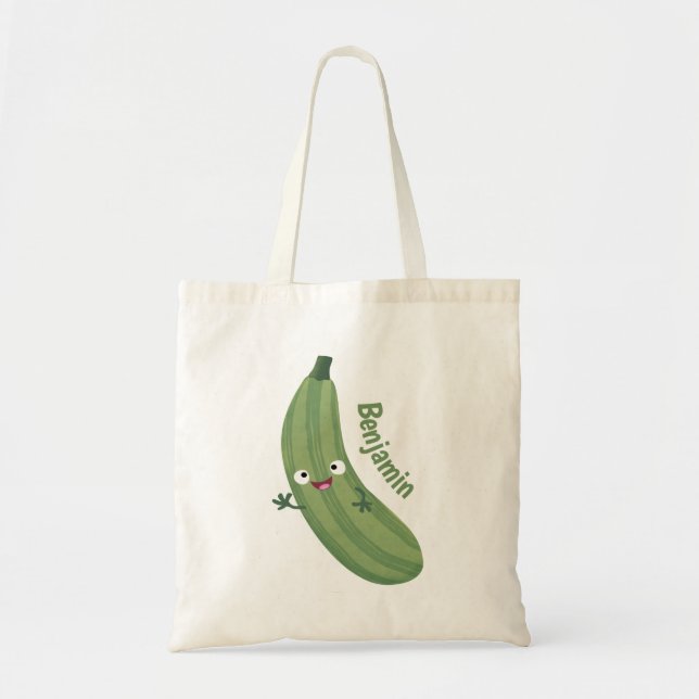 Tote Bag Caricature joyeux de courgettes mignonnes (Devant)