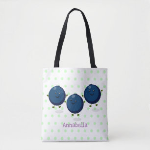 Tote Bag Caricature mignonne de bleuets violets
