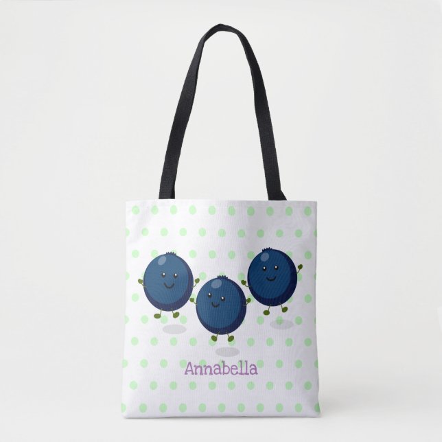 Tote Bag Caricature mignonne de bleuets violets (Devant)