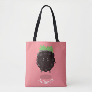 Tote Bag Caricature mignonne de mûre mauve de mûre mûre mau