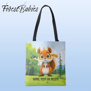 Tote Bag Caricature pour animaux de bois d'écureuil mignonn