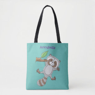 Tote Bag Caricature pour bébé au raton laveur joyeux