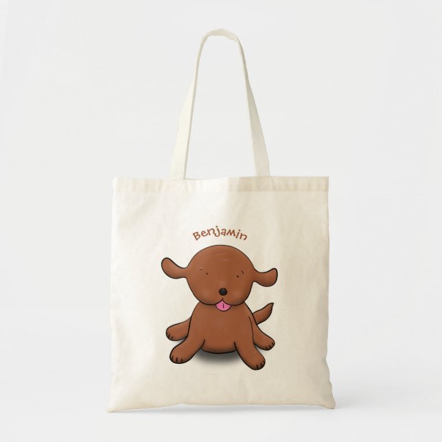 Tote Bag Caricature pour chien de chiot joyeux (Devant)