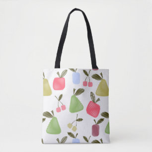 Tote Bag Caricature sans joint rayé fruits pomme poires che