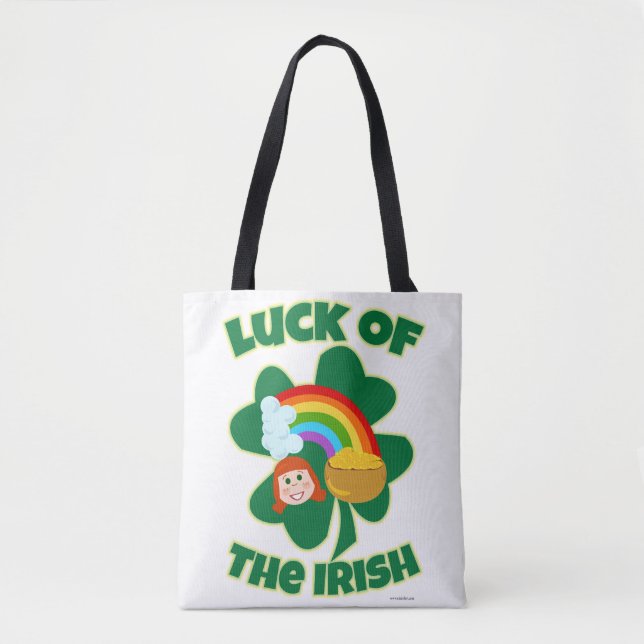 Tote Bag Caricature Shamrock Lucky Irish Cute (Devant)