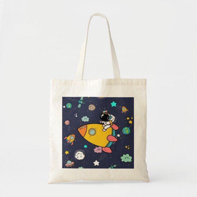 Tote Bag Caricature spatiale astronaute (Devant)