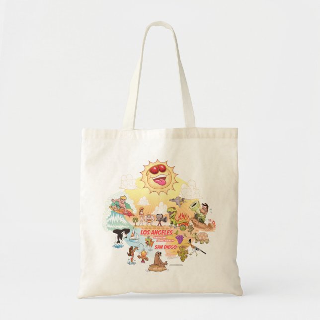 Tote Bag Caricature Sunny Southern California Fourre-tout (Devant)
