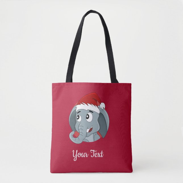 Tote Bag Caricature sur les éléphants de Noël Fourre-tout (Devant)