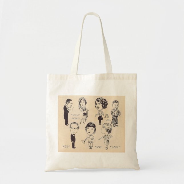 Tote Bag Caricatures vintages d'actrice d'acteur (Devant)
