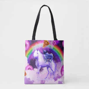 Tote Bag Carlin arc-en-ciel dans l'espace chevauchant une l