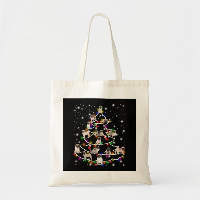 Tote Bag carlin avec des amis heureux Noël saison (Devant)