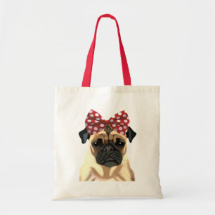 Tote Bag Carlin avec l'arc tacheté rouge sur la tête 2