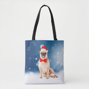 Tote Bag Carlin avec Noël Santa Hat