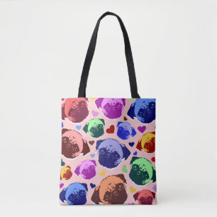 Tote Bag Carlin Chien Chien Chien Love Coeurs Motif