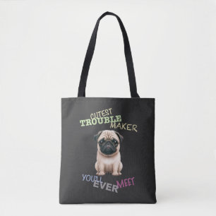 Tote Bag Carlin Chien Cuttest Trouble Maker Cute Adorable F