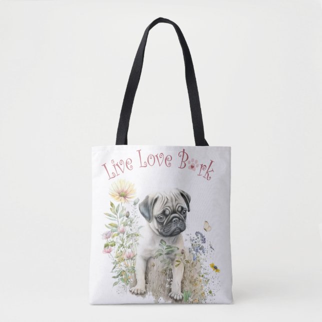 Tote Bag Carlin Chien Maman Florale (Devant)