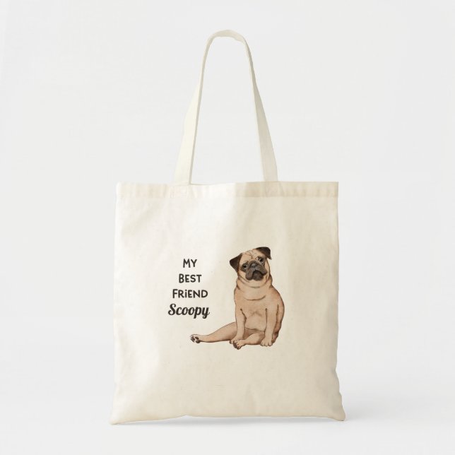 Tote Bag Carlin Chien Mon meilleur ami Nom personnalisé (Devant)