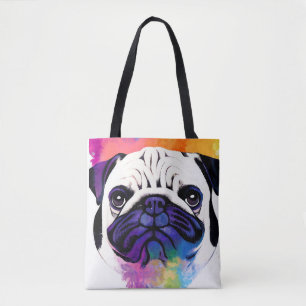 Tote Bag Carlin Chien Nature sauvage Couleurs animales Pein