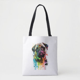 Tote Bag Carlin coloré Pop Art Papa Maman Amoureux des chie