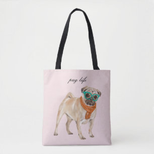 Tote Bag Carlin de vie Texte éditable Carlin Hipster avec l