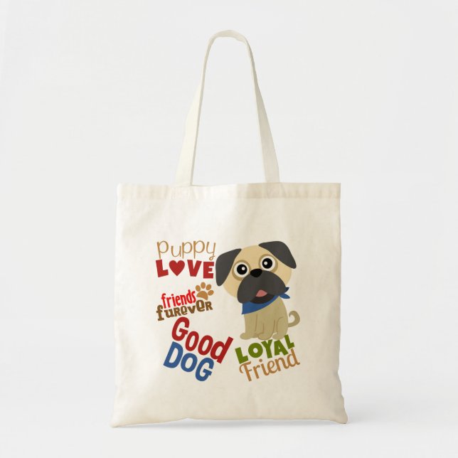 Tote Bag Carlin Dog meilleur ami (Devant)