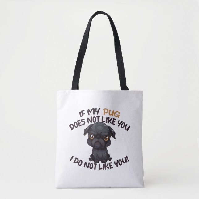 Tote Bag Carlin en colère (noir) - Design unique (Devant)