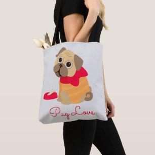 Tote Bag Carlin Love adorable carlin chiot chien