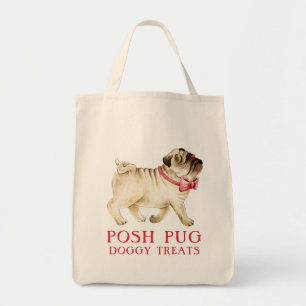 Tote Bag carlin mignon blanc dans l'aquarelle de chien de c