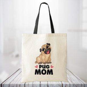 Tote Bag Carlin mignon Maman Cartoon Chiot Amoureux des chi