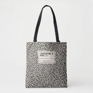 Tote Bag Carnet de composition noire avec Étiquette