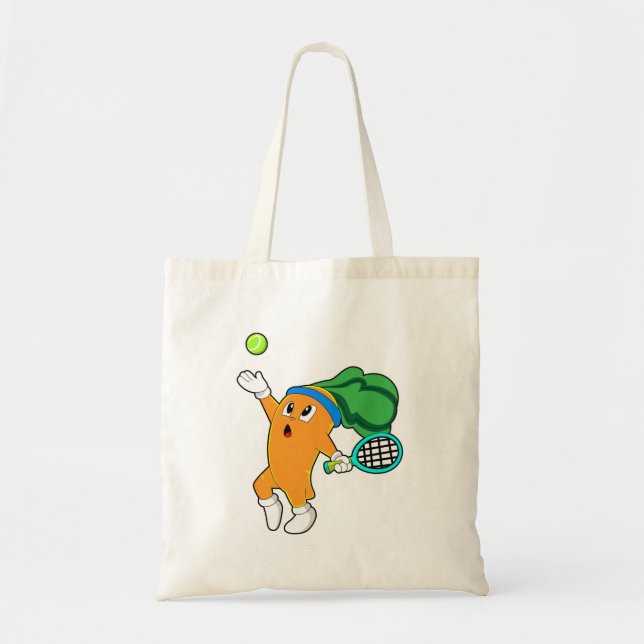 Tote Bag Carotte au tennis avec raquette de tennis (Devant)