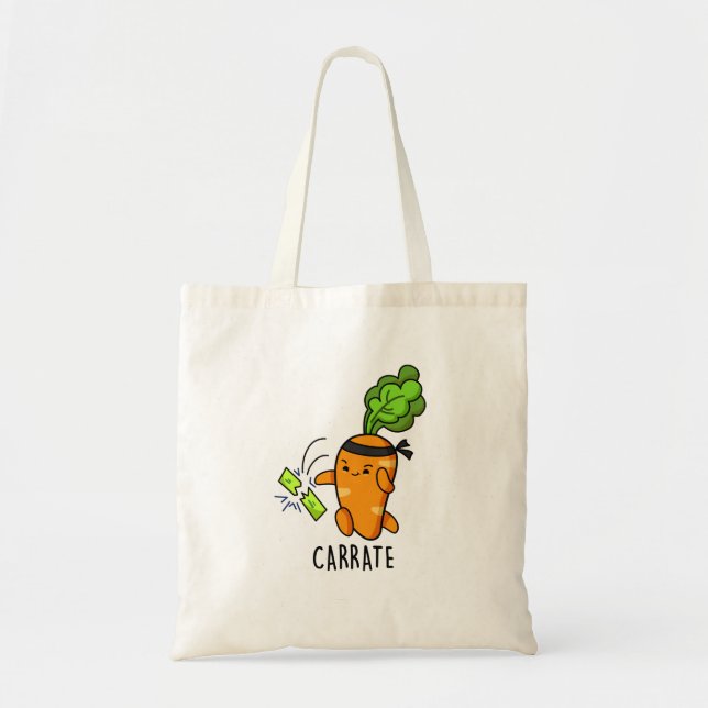 Tote Bag Carotte drôle Carotte Karate Pun (Devant)