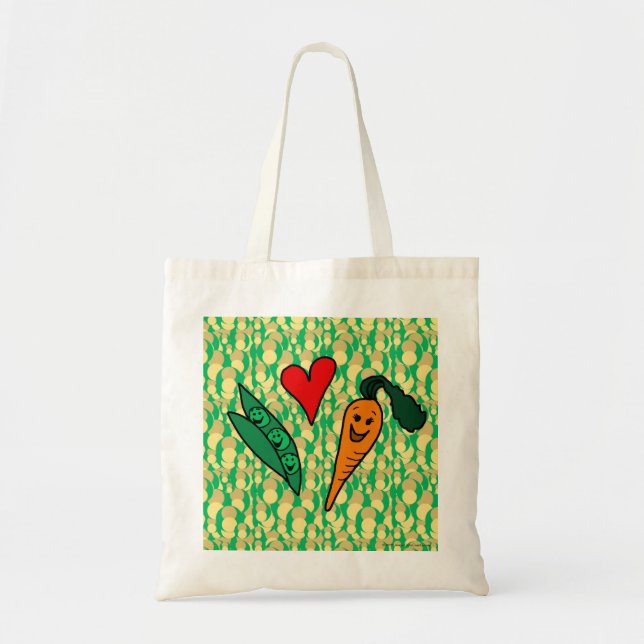 Tote Bag Carottes d'amour de pois, conception verte et (Devant)