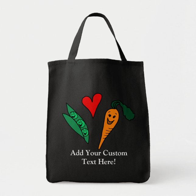 Tote Bag Carottes d'amour de pois, conception verte et (Devant)