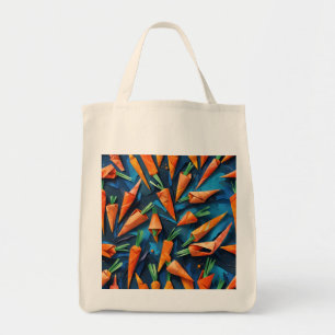 Tote Bag Carottes Origami Acrylique Motif bleu orange