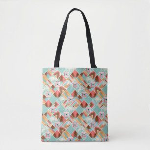 Tote Bag Carré aquarelle, arrière - plan géométrique patchw