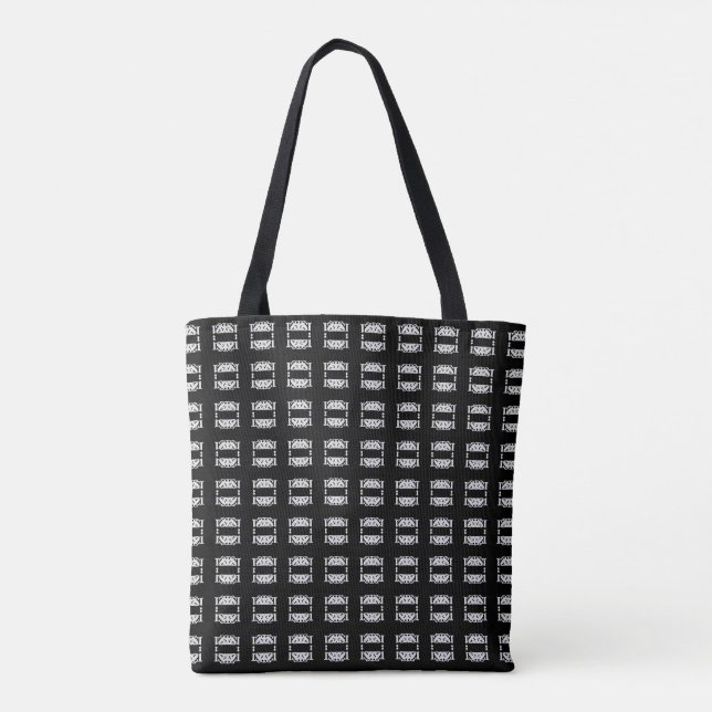 Tote Bag Carré moderne et élégant motif en noir et argent (Dos)
