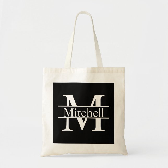 Tote Bag Carré noir CB LF Monogramme (Devant)